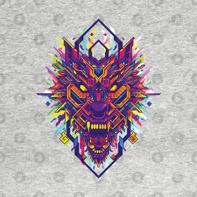 Wolf Pop Art Colorful Lines Head Polygonal by markz66